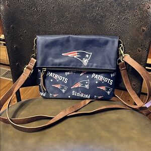 Patriots Navy and Brown Crossbody Bag